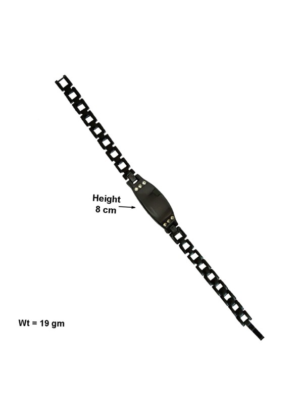 Rhinestone Link Chain ID Plate Bracelet  By Menjewell
